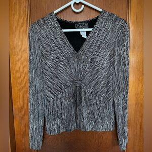 Alex Evenings Glitter Top Women’s Petite M Vintage Black/White Night Out Top